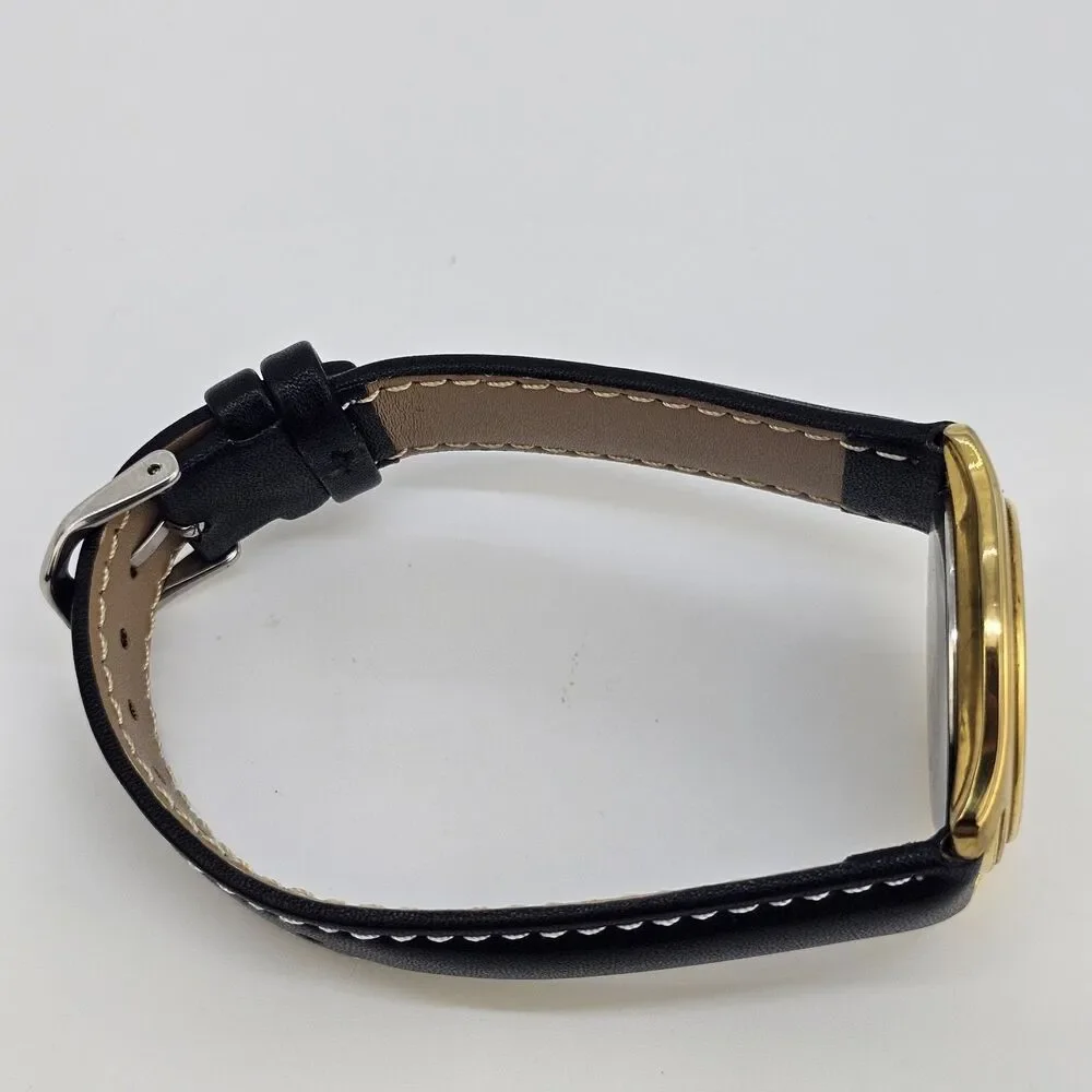 VTG‎ Citizen Men's Watch 35MM Black Dial New Black Leather Bands New Battery